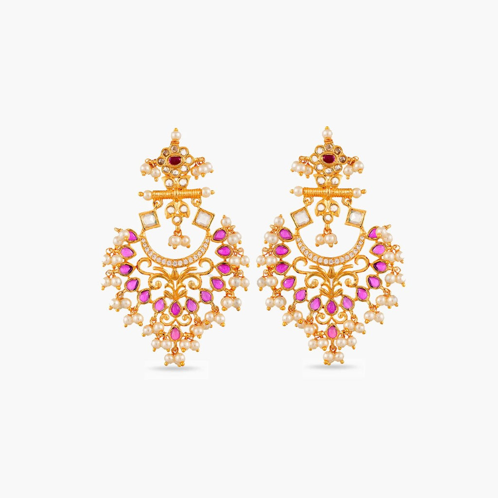 Motiya Nakshatra CZ Chandbali Earrings