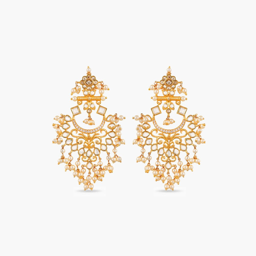 Motiya Nakshatra CZ Chandbali Earrings