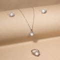 The Silver Origami Pearl Set with Ring